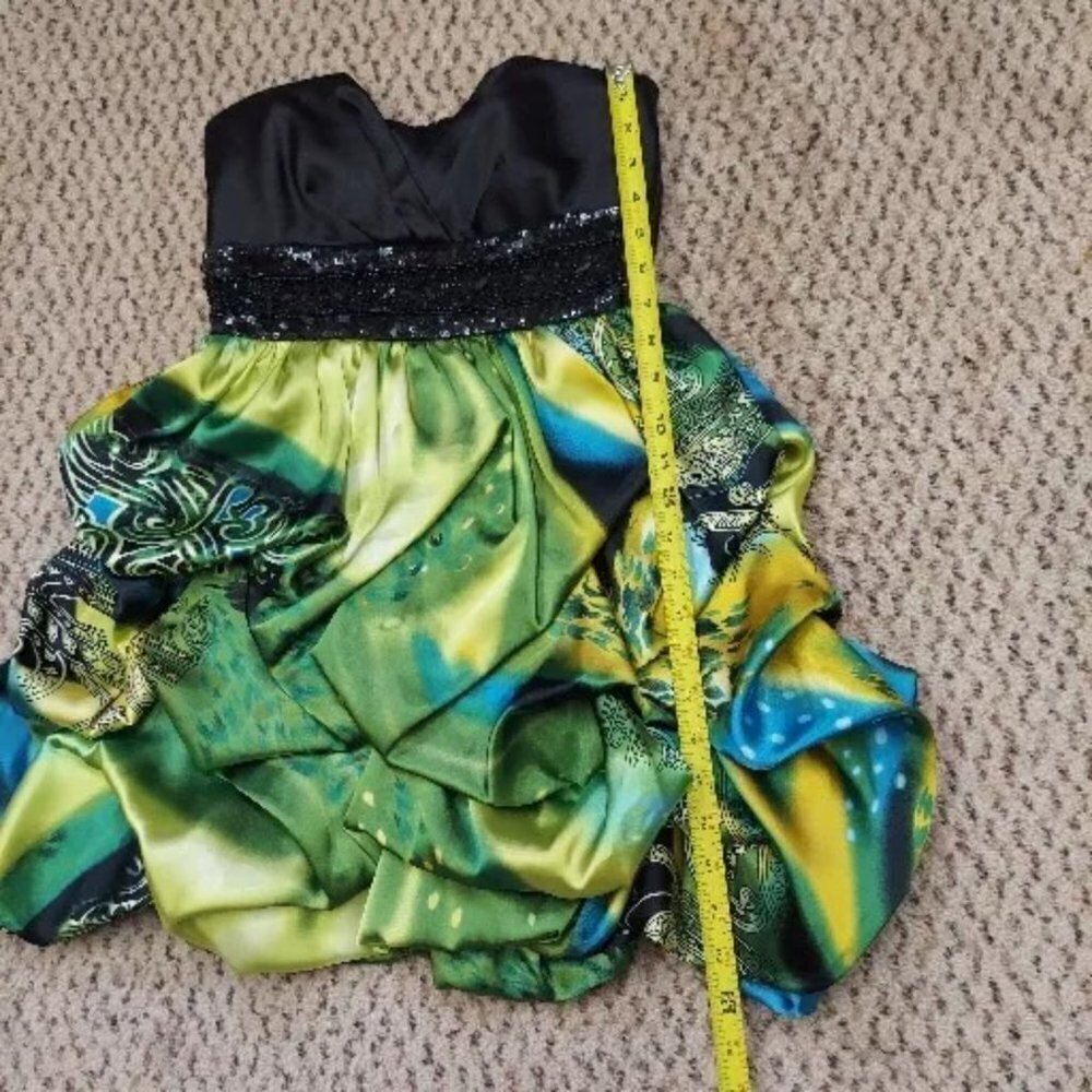 Speechless Mini Strapless Cocktail Dress 5 Womens Black Green Yellow Blue Ruffle - Picture 11 of 15